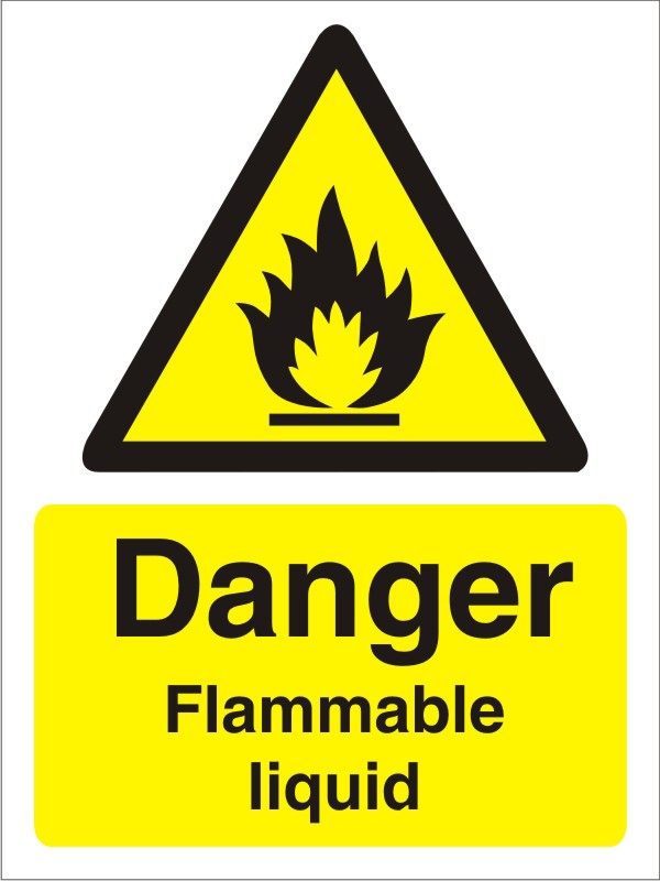 Warning Sign Flammable Liquid Vinyl 30 x 20 cm