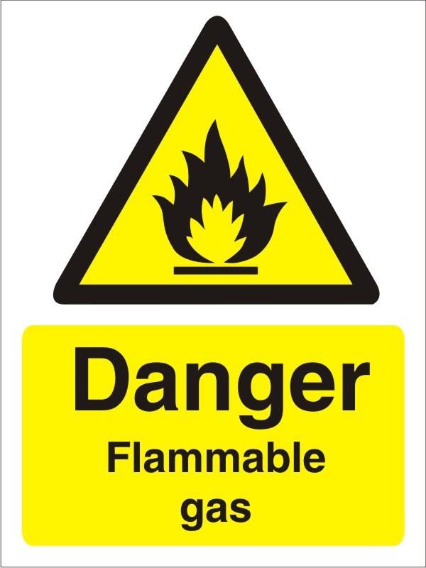 Warning Sign Flammable Gas Adhesive Plastic 40 x 30 cm