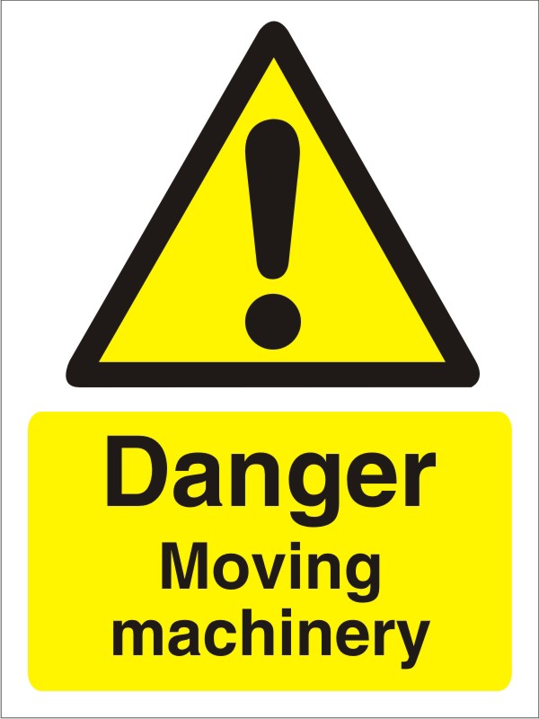 Warning Sign Moving Machinery Vinyl 30 x 20 cm