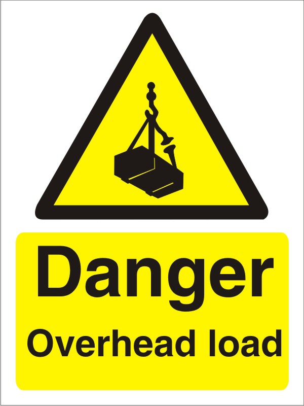 Warning Sign Overhead Load Adhesive Plastic 40 x 30 cm