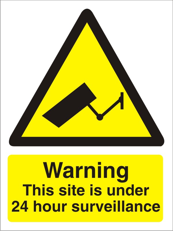 Warning Sign Site Under 24 Hour Surveillance Adhesive Vinyl 30 x 20 cm