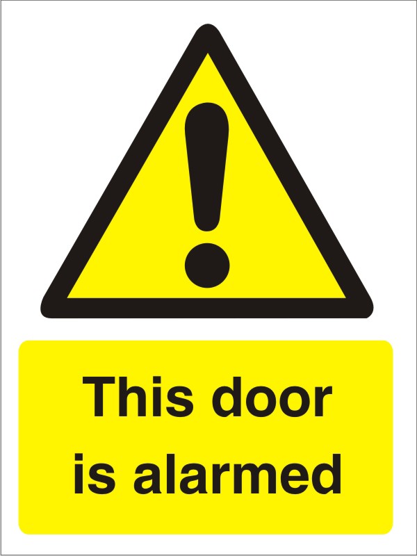 Warning Sign Door Alarmed Vinyl 20 x 15 cm
