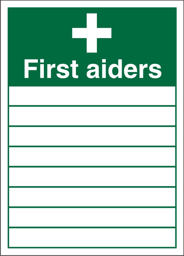 First Aid Sign First Aiders Adhesive Plastic 60 x 40 cm