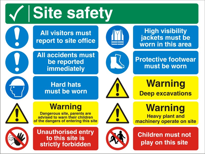 Information Sign Site Safety Freestanding PVC (Polyvinyl Chloride) 45 x 60 cm