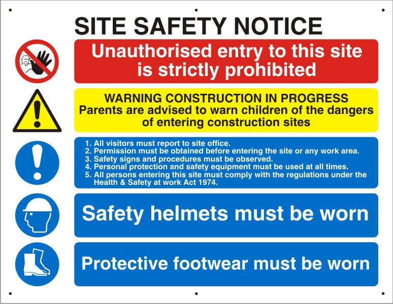 Information Sign Site Safety Freestanding PVC (Polyvinyl Chloride) 45 x 60 cm
