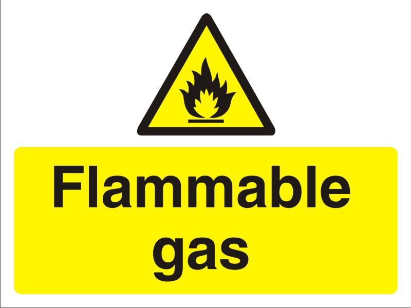 Warning Sign Flammable Gas Freestanding PVC (Polyvinyl Chloride) 45 x 60 cm