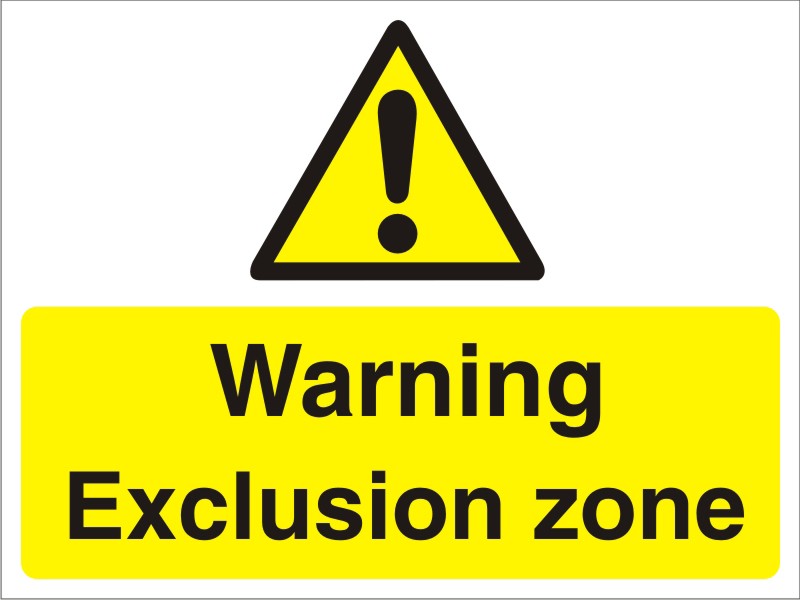 Warning Sign Exclusion Zone Freestanding Corrugated Board 45 x 60 cm