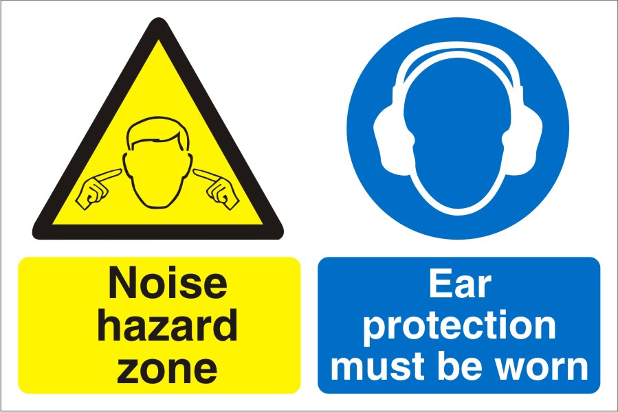 Warning Sign Noise Hazard Freestanding Corrugated Board 45 x 60 cm