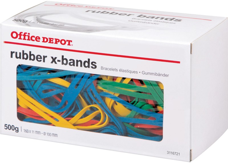 Office Depot Rubber X-Bands 160 x 11mm Ø 100mm Assorted 500g