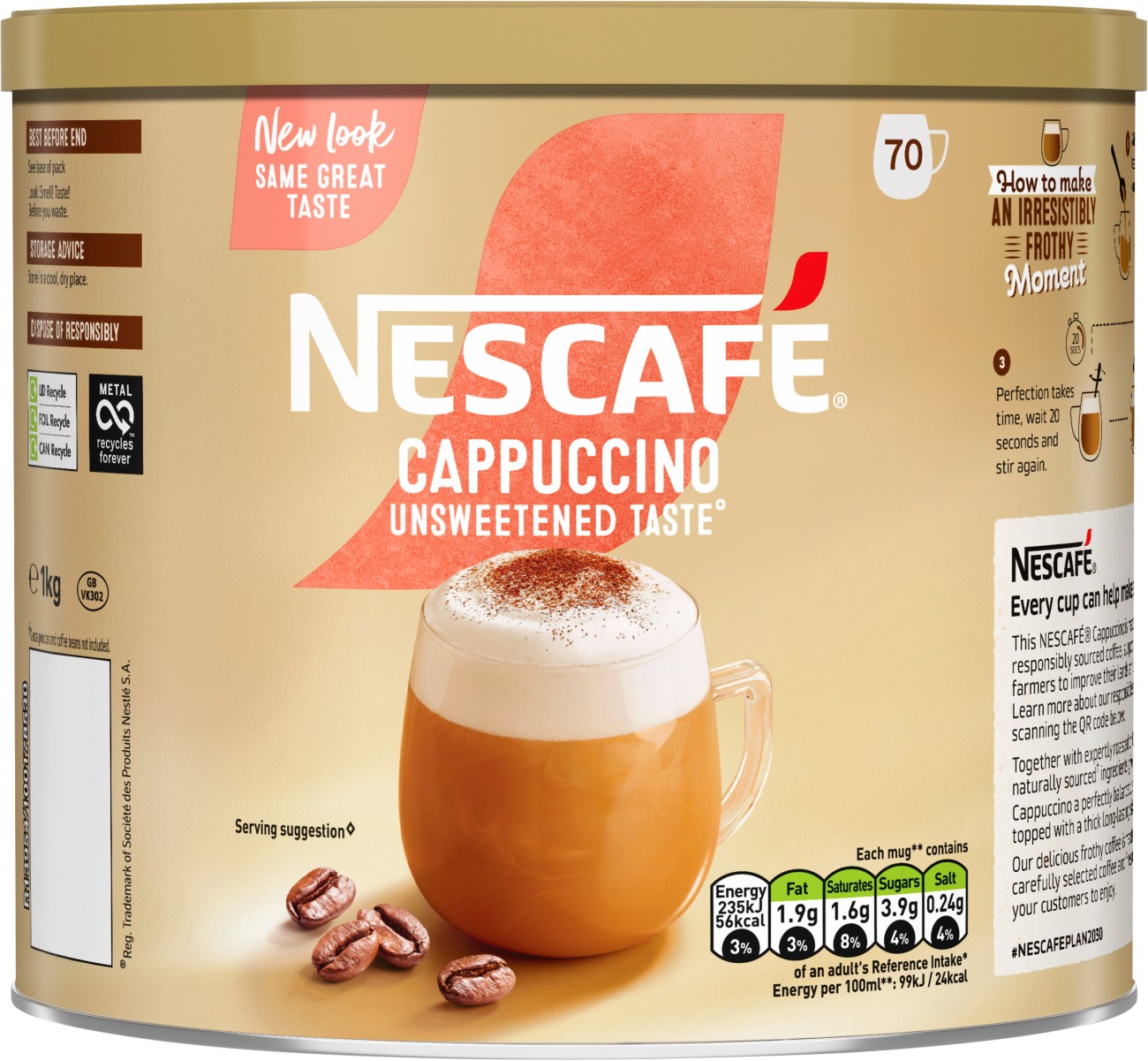 Nescafé Gold Instant Coffee Tin Cappuccino 1 Kg