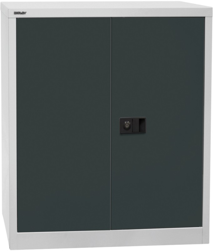 Bisley Flügeltürenschrank Stahl 1 Fachboden abschließbar 914 x 400 x 1.000 mm Anthrazit, Hellgrau