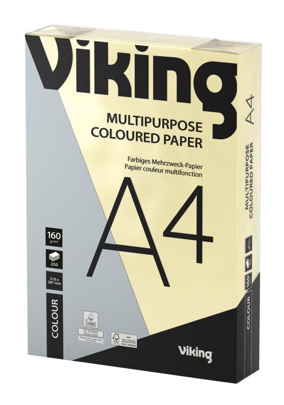 Viking DIN A4 Farbiges Papier Gelb 160g/m² 250 Blatt