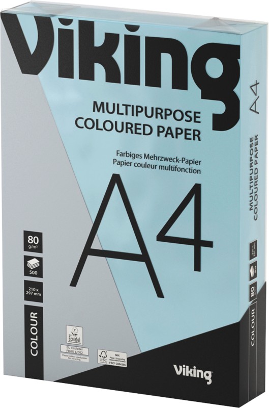 Viking DIN A4 Farbiges Papier Blau 80 g/m² Glatt 500 Blatt