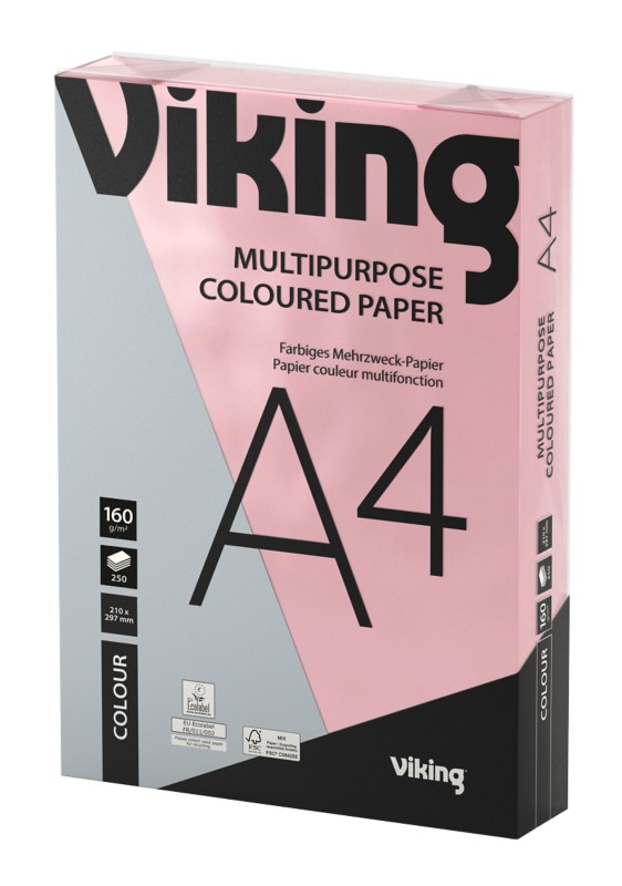 Viking DIN A4 Farbiges Papier Pink 160 g/m² Glatt 250 Blatt