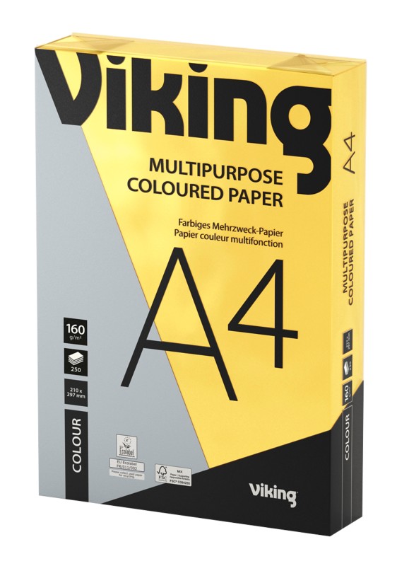 Viking DIN A4 Farbiges Papier Gelb 160 g/m² 250 Blatt