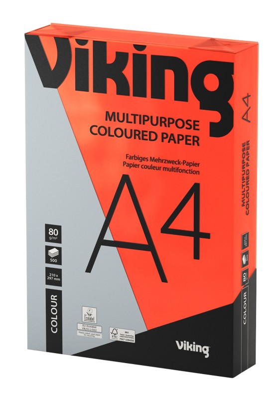 Viking DIN A4 Farbiges Papier Rot 80 g/m² Glatt 500 Blatt