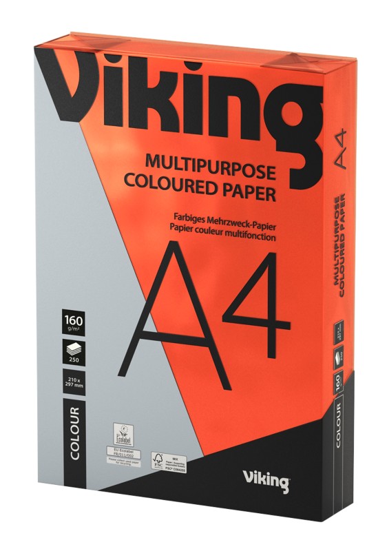 Viking DIN A4 Farbiges Papier Rot 160 g/m² Glatt 250 Blatt