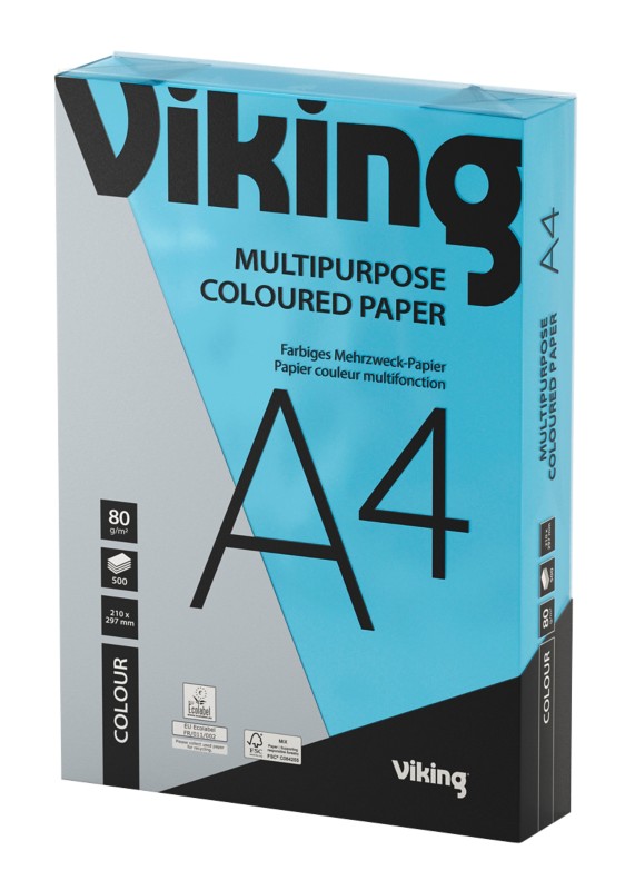 Viking DIN A4 Farbiges Papier Blau 80 g/m² Glatt 500 Blatt