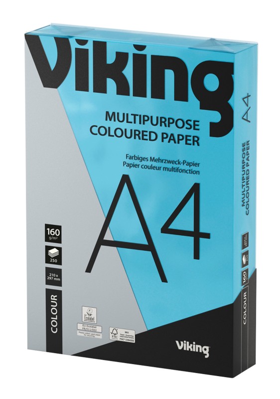 Viking DIN A4 Farbiges Papier Blau 160 g/m² Glatt 250 Blatt