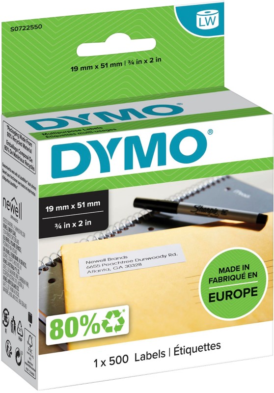 Thumbnail - DYMO LW Etiketten Authentisch 11355 18432 Selbsthaftend Schwarz auf Weiß 19 x 51 mm 500 Etiketten