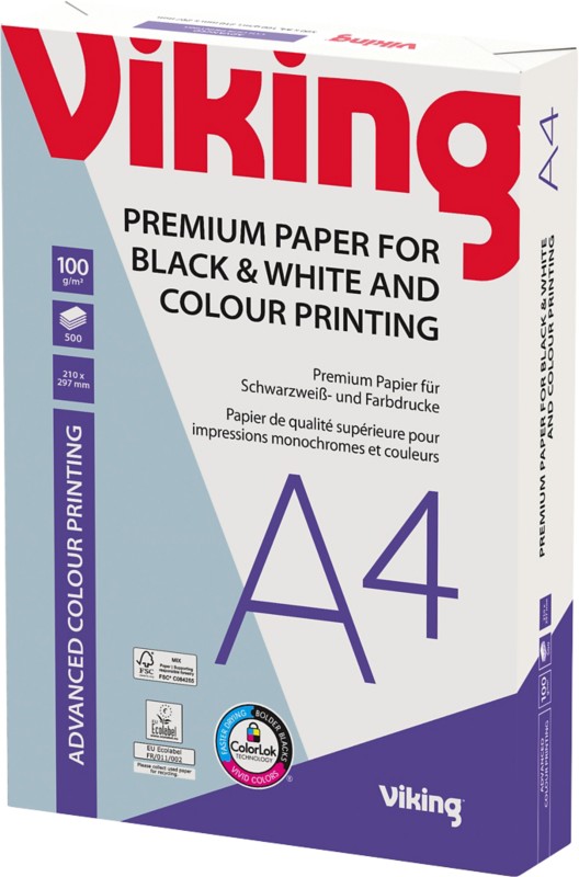 Viking Advanced Colour Printing DIN A4 Druckerpapier Weiß 100 g/m² Glatt 500 Blatt