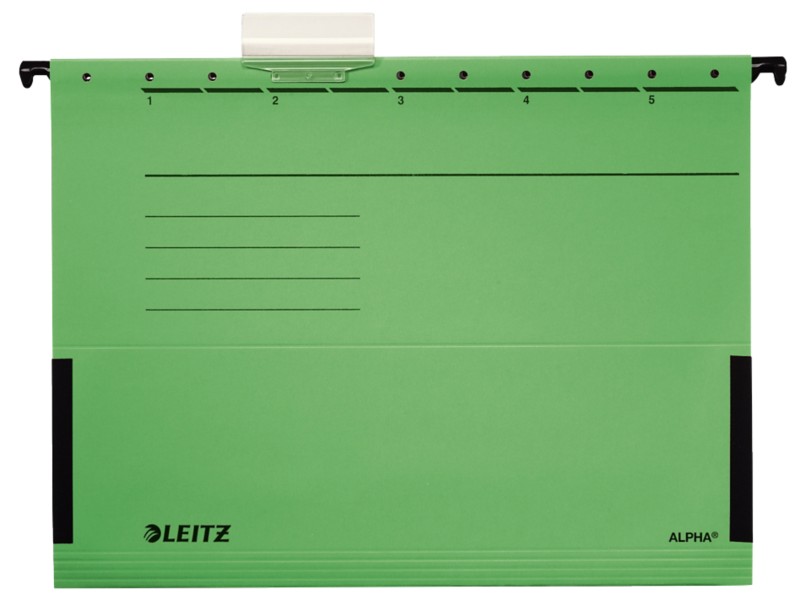 Thumbnail - Leitz ALPHA Hängetaschen 1986 DIN A4 V-Base 15 mm 275 g/m² Grün 100% Recycelter Pendarec-Karton 5 Stück