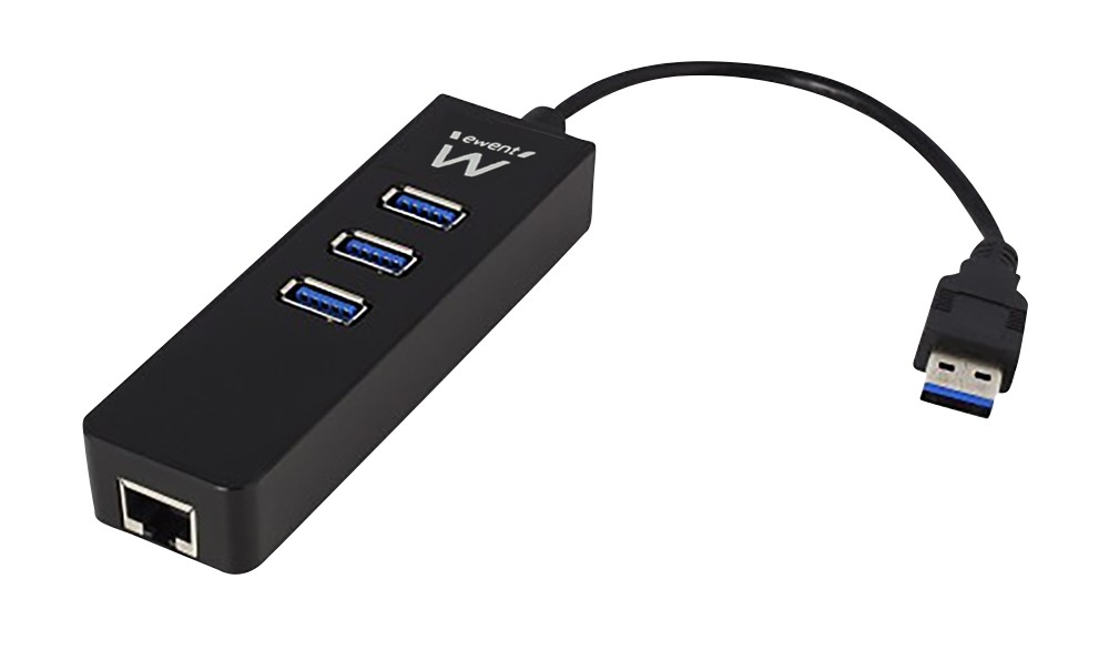 ewent EW1140 3 x USB 3.1 Female, 1 x Gigabit-Netzwerkanschluss Female auf 1 x USB A Male Hub 3 Ports