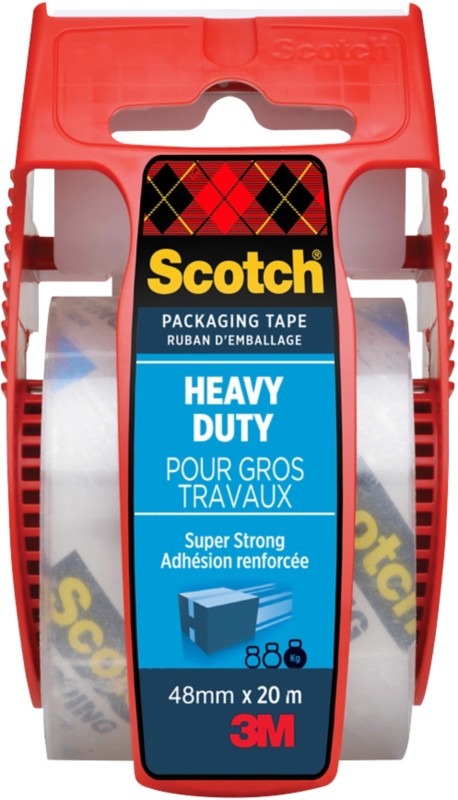 Scotch Heavy Duty Verpackungsklebeband Transparent Sehr Stark mit Abroller 50 mm (B) x 20 m (L) PP (Polypropylen) 76 Mik...