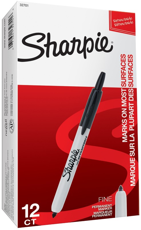 Sharpie S0810840 Rundspitze Permanentmarker Fein Rundspitze 1,0 mm Schwarz 12 Stück