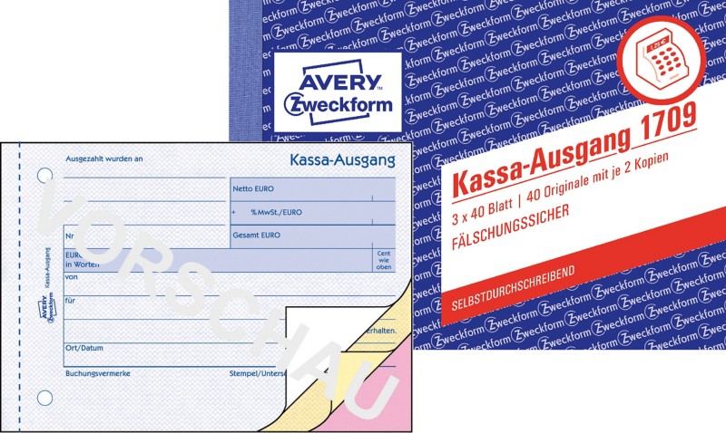 AVERY Zweckform Kassenbuch 1709 DIN A6 Perforiert N/A 40 Blatt