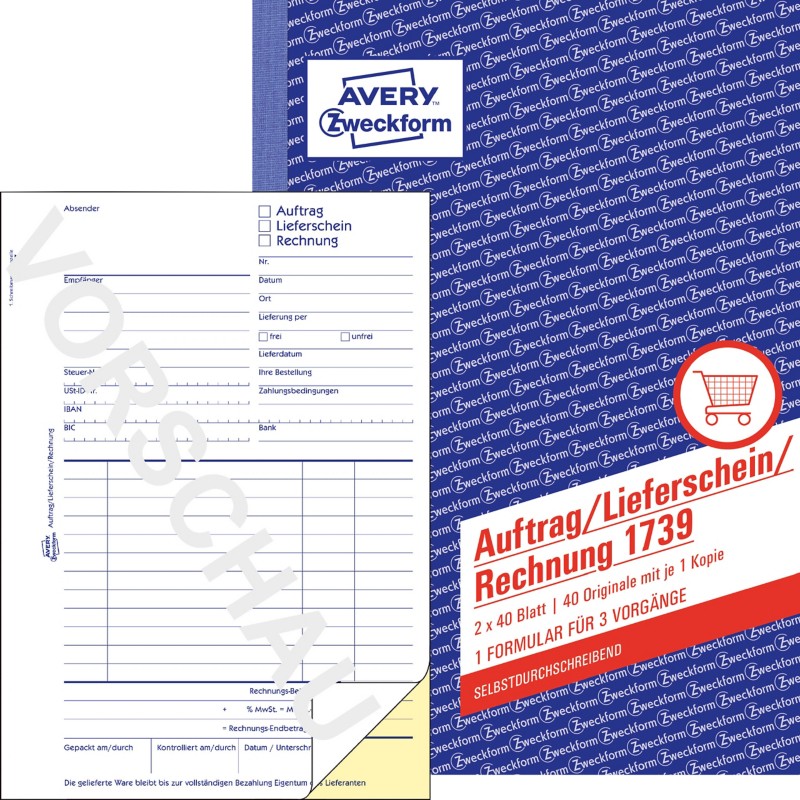 AVERY Zweckform Auftragsbuch 1739 DIN A5 Perforiert N/A 40 Blatt