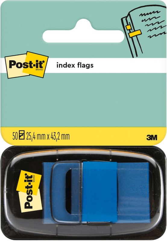 Post-it Index-Haftstreifen Rechteckig 2,54 x 4,32 cm Blau I680-2 50 Streifen