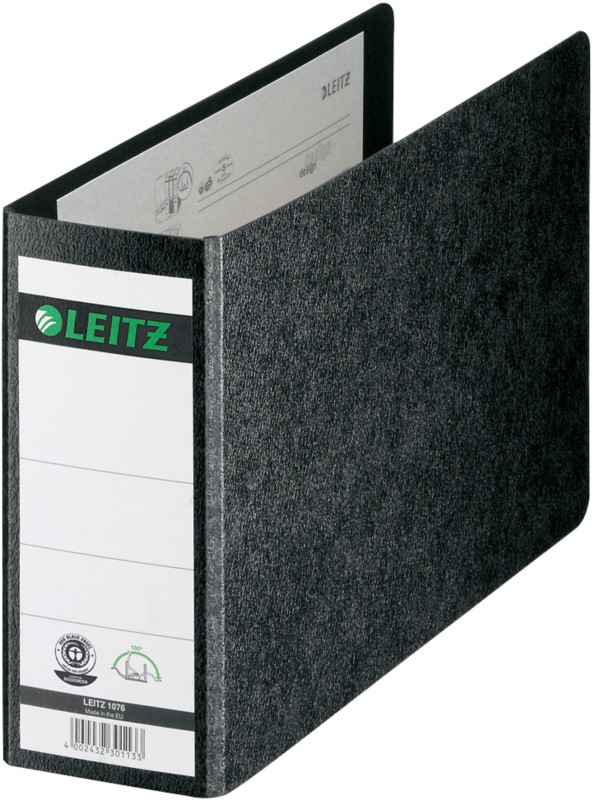 Thumbnail - Leitz 180° Breit Ordner DIN A5 80 mm Schwarz 2 Ringe 1076 Hartpappe Wolkenmarmor Querformat Recycled