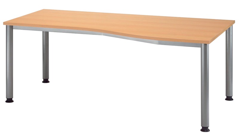 Thumbnail - Hammerbacher H-Serie Schreibtisch Freiform Buche 4 Füße 1.800 (B) x 1.000 (T) x 680 (H) mm Melaminharzbeschichtete Spanp...