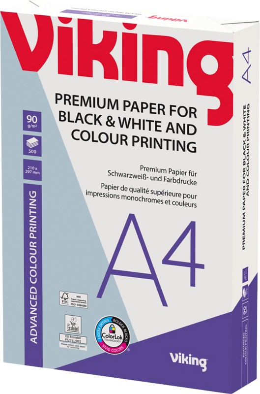 Viking Advanced Colour Printing DIN A4 Druckerpapier Weiß 90 g/m² Glatt 500 Blatt