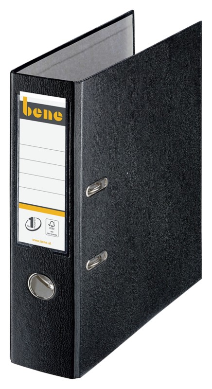 Bene No.1 Power Ordner Breit DIN A4 80 mm Schwarz 2 Ringe 291400SW Pappkarton Matt Hochformat