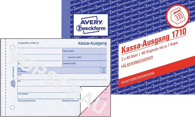 AVERY Zweckform Kassenbuch 1710 DIN A6 Perforiert N/A 40 Blatt