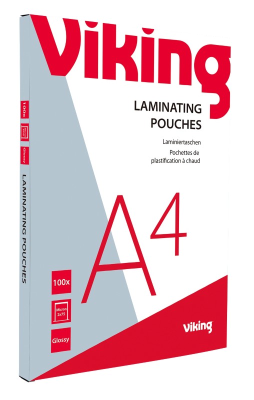 Viking Laminierfolien DIN A4 Glänzend 75 Mikron (2 x 75) Transparent 100 Stück