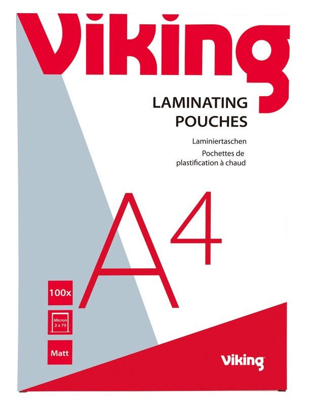 Viking Laminierfolien DIN A4 Matt 75 Mikron (2 x 75) Transparent 100 Stück