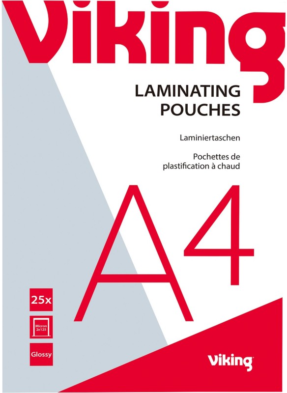 Viking Laminierfolien DIN A4 Glänzend 125 Mikron (2 x 125) Transparent 25 Stück