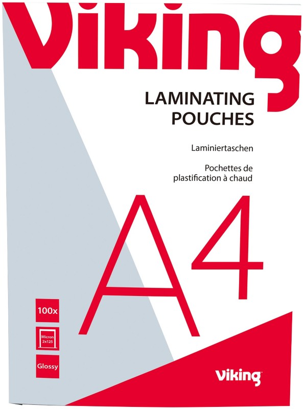 Viking Laminierfolien DIN A4 Glänzend 125 Mikron (2 x 125) Transparent 100 Stück