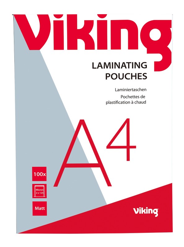 Viking Laminierfolien DIN A4 Matt 125 Mikron (2 x 125) Transparent 100 Stück