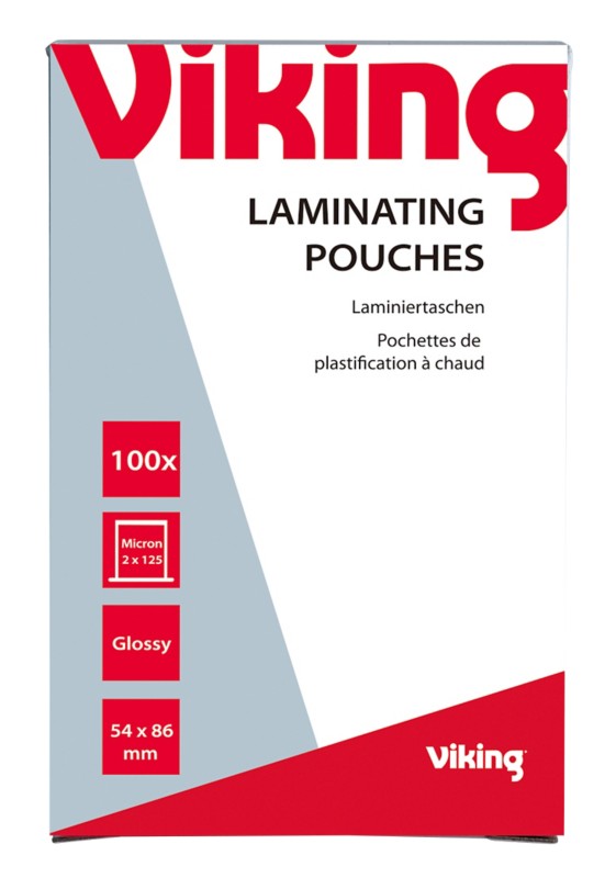 Viking Laminierfolien Visitenkarte & Kreditkarte Glänzend 125 Mikron (2 x 125) Transparent 100 Stück