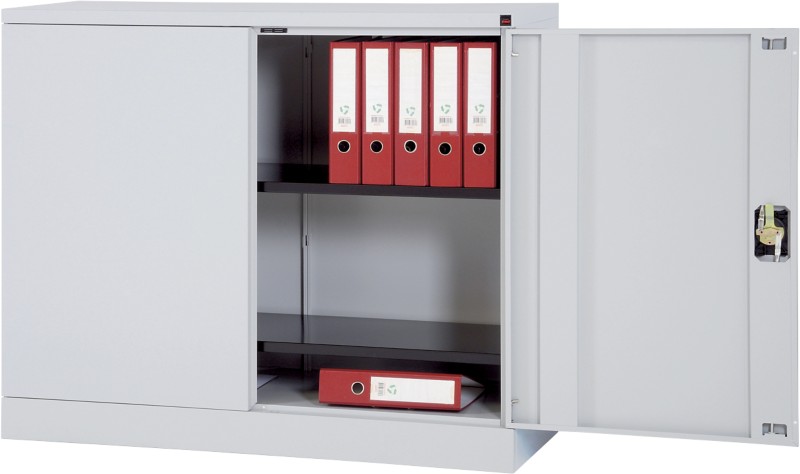 Realspace Aufbewahrungsschrank Stahl 2 Fachböden abschließbar 1.200 x 420 x 1.000 mm Silber