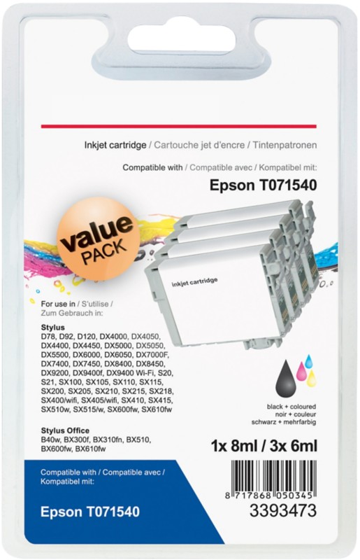 Viking T0715 Kompatibel Epson Tintenpatrone C13T07154012 Schwarz & 3 Farbig Multipack 4 Stück