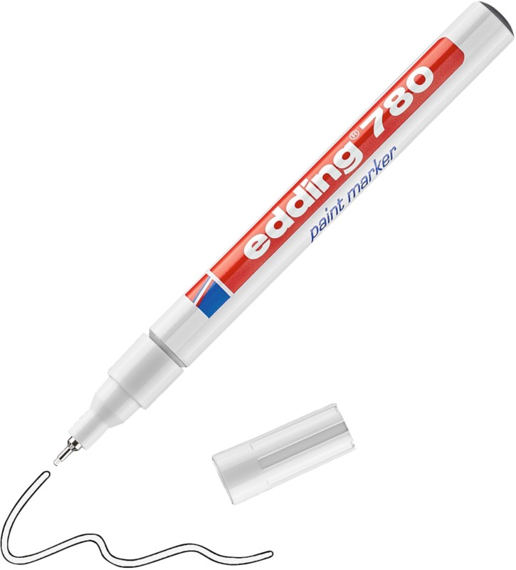 Thumbnail - edding 780 Permanent Lackmarker Weiß Extra Fein Nadelspitze 1 - 0,8 mm Wasserbeständig