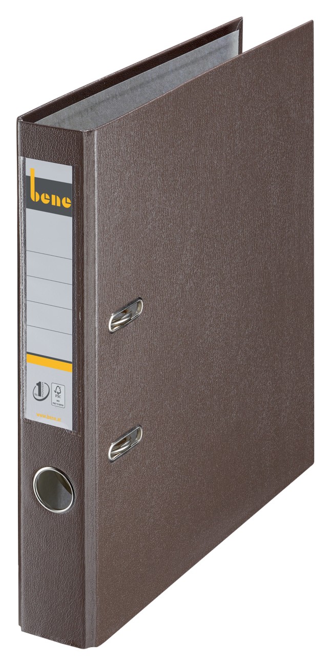 Thumbnail - Bene No.1 Power Ordner Schmal DIN A4 50 mm Braun 2 Ringe 291600BR Pappkarton Matt Hochformat