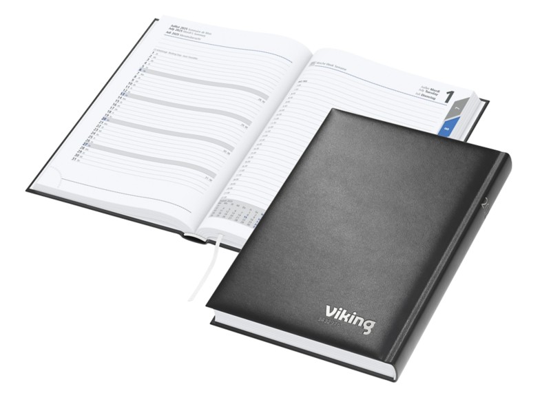 Viking Terminplaner 2026 A5 1 Tag / 1 Seite Deutsch, Englisch, Französisch Schwarz 3432978