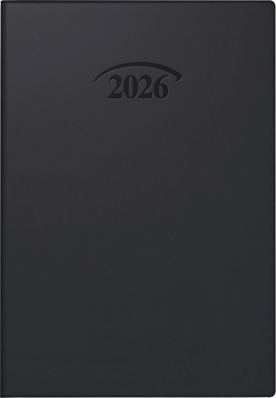 BRUNNEN Termminplaner Boston 2026 A7 1 Woche auf 2 Seiten Kunststoff Schwarz Deutsch