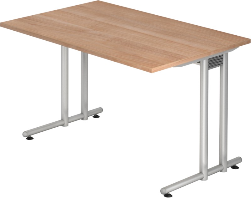 Hammerbacher N-Serie VNS Schreibtisch Rechteckig Walnuss C-Fuß 1.200 (B) x 800 (T) x 740 (H) mm Spanplatte, Stahl